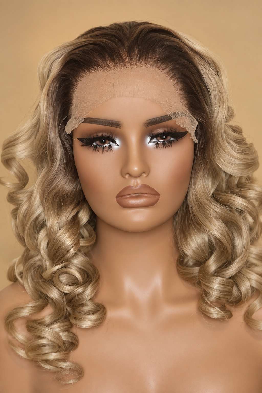 Perruque LYN, coloris Blond, gros plan visage